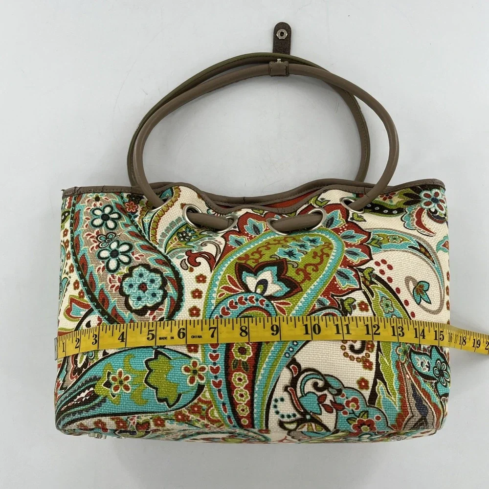 Retired Spartina 449 Bag Hobo‎ Boho Beach Bucket Drawstring Tote Linen & Leather